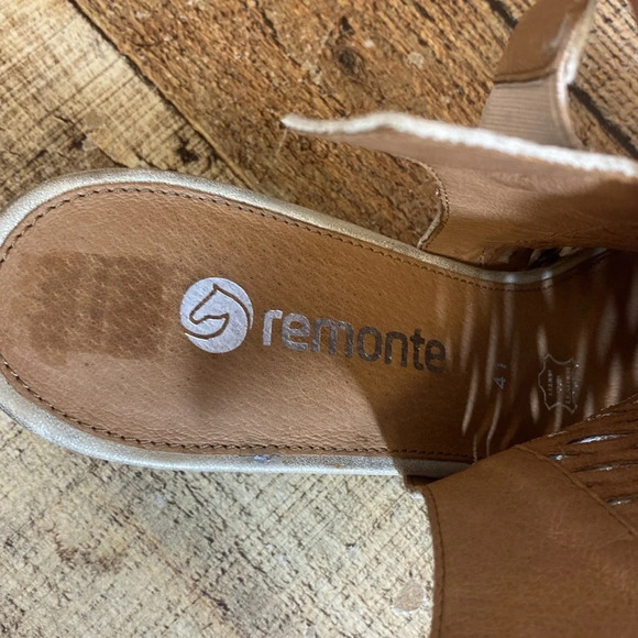 Remonte Sandals Women Size 41 US 10 10.5 Cream Green Leather Perforated Metallic - Picture 10 of 16